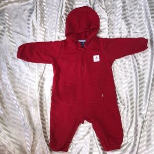 Red Nautica Necessities Hooded Onesie Snap Jumper